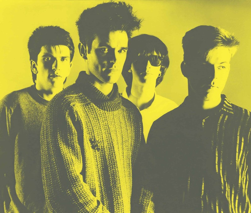 vier mannen op bandfoto
